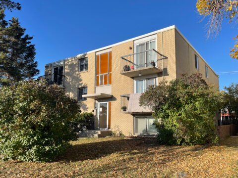 Exterior view of the 8-unit apartment building at 1121 37 Street SW, Calgary, AB